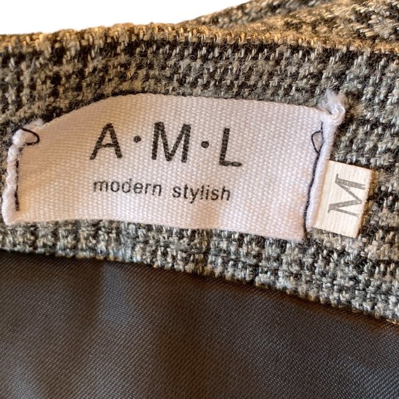 AML Clueless Plaid Tweed Button Pleat Front Preppy Celeb Style Mini Skirt -M - Picture 9 of 9